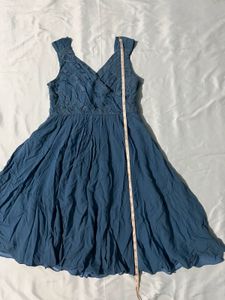 Blue Fit and Flare Midi Dress