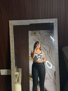 Cow Print Cami Top with Lace Trim