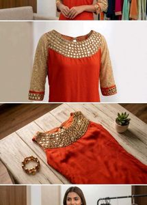 handmade mirror lace kurti