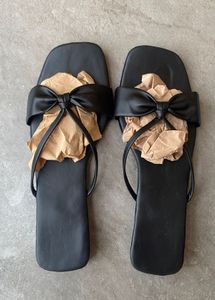 Black Bow Flat Sandals
