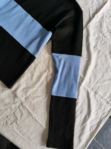 Black and Blue Striped Long Sleeve Top