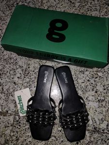 Stylish Black Studded Flat Sandals