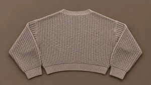 TAUPE CHUNKY KNIT CROPPED CREWNECK SWEATER