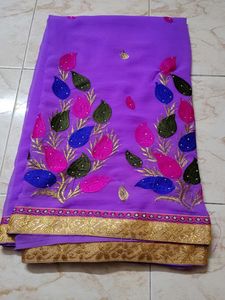 Beautiful Purple Embroidered Saree