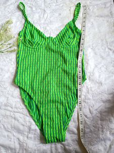 Green Striped Swimsuit