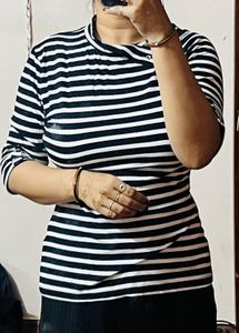 Striped Mock Neck Top
