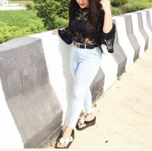 Black Lace /Sheer Top with bell/flared sleeves
