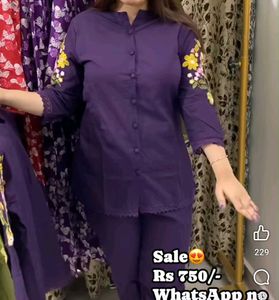 Embroidered Purple Kurta