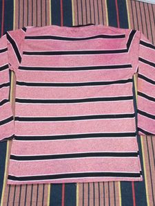 Striped V-Neck Long Sleeve Top