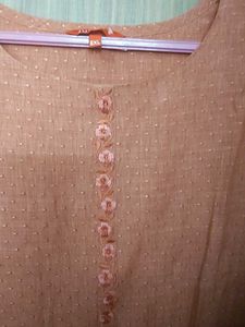 Orange Textured Kurta