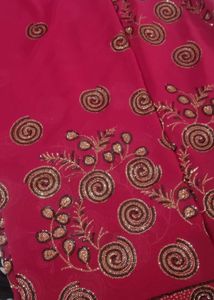 Stunning Embroidered Rani Pink Saree