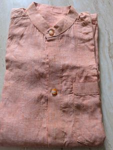 Men's Linen Kurta peach colour.