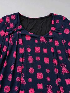 Navy Blue &amp; Pink Graphic Print Top
