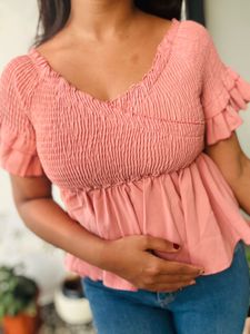 Smocked Peplum Top