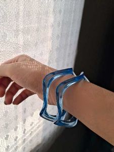 Unique Blue Lucite Bangle Bracelet