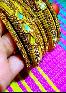 Sparkling Gold Bangles with Embellishments