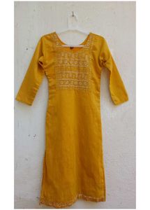 Mustard Embroidered Ethnic Kurta