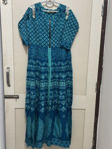 Teal Cold Shoulder Maxi Dress