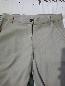 Beige Straight Leg Trousers