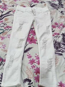 White Distressed Skinny Jeans