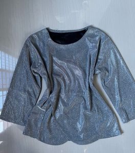 Sparkly Silver Bell Sleeve Top