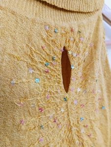 Mustard Yellow Embellished Sleeveless Tunic