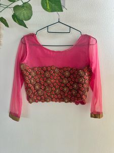 Flamingo pink Skirt-Palazzo &amp; Top Chunni Set