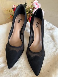 Mesh Detail Black Stiletto