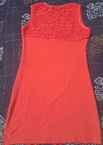 Chic Coral Lace Shift Dress