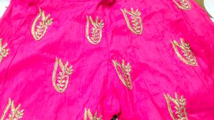 Hot Pink Embroidered Palazzo Pants