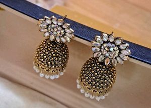 Exquisite Jhumka Earrings with Stones&amp; beads