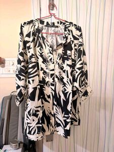 Madame Black & White Floral Kurta
