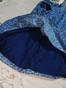Chic Blue Floral A-Line Dress