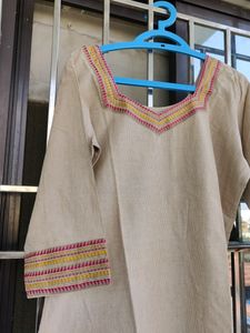 Khaki Colour Straight Kurti