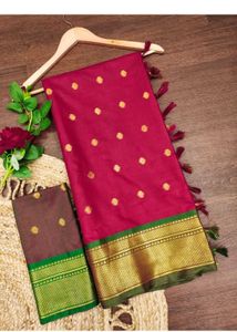 Elegant Pink Saree with Golden Border
