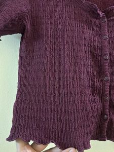 Chic Plum Textured Button-Up Top