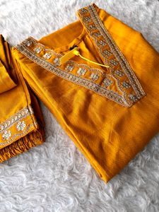 Mustard Yellow Kurta  with Embellishments pant