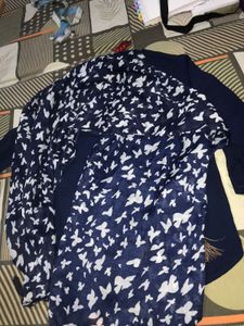Blue Kurta with Butterfly Scarf and earrings free
