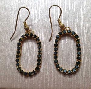 Oval Rhinestone Drop Earrings