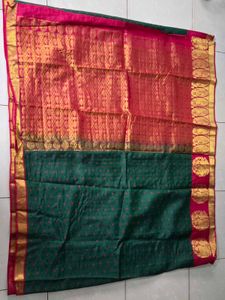 Green &amp; Mirchi Red Kanchivaram Silk Sari