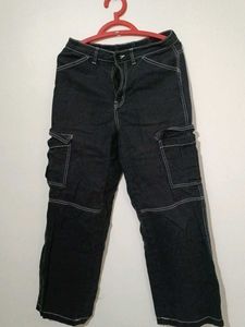 Women's Dark Wash Cargo Jeans