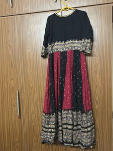 Elegant Black &amp; Maroon Ethnic Gown