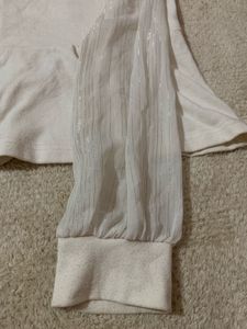 Vintage-Inspired Sheer Sleeve Blouse