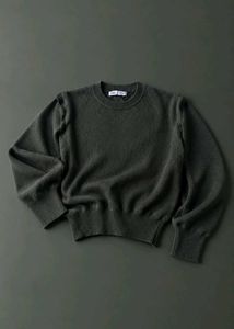DARK OLIVE GREEN OVERSIZED BALLOON SLEEVE SWEATER