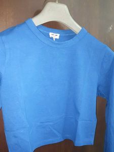 Blue Long Sleeve Cropped Top no 59