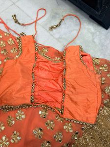 Embroidered Orange Lehenga