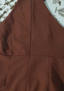 Stylish Brown Halter Neck Dress