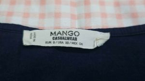 Mango Blue Sleeveless Embroidered Top
