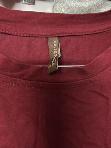 Maroon Long Sleeve Button t-shirt