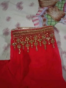 Beautiful Red Embroidered Saree with Blouse